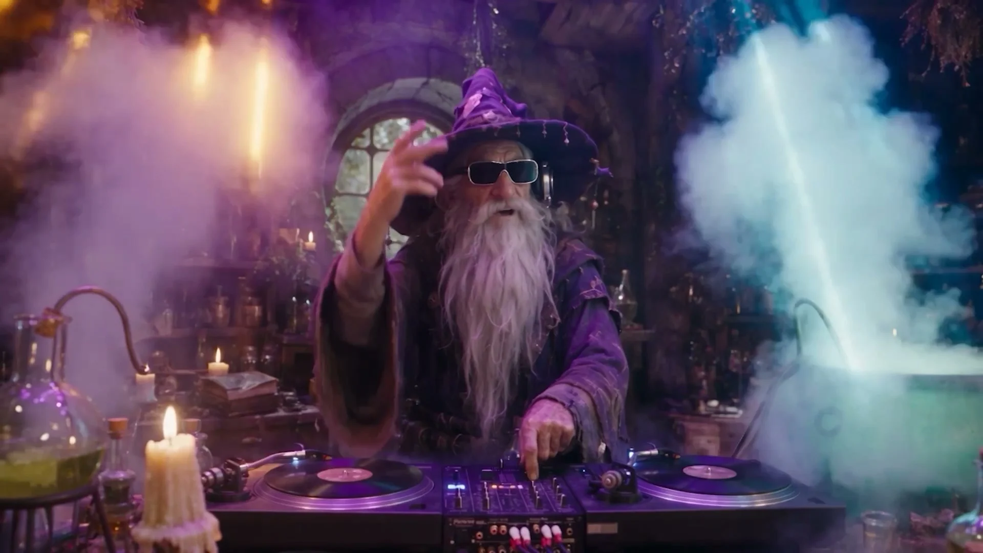 A wizard at the turntables in Slapbox Studio’s narrative reel